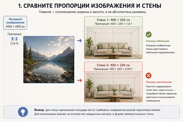 Фотообои на заказ: как адаптировать изображение под пропорции стены без растяжения